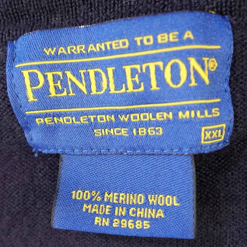 Pendleton 100% Merino Wool Sweater Vest Men's XXL Navy Blue V Neck Classic